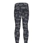 Navy Doodle Sandwich Pattern Print Men's leggings