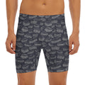 Navy Doodle Sandwich Pattern Print Men's Long Boxer Briefs