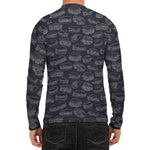 Navy Doodle Sandwich Pattern Print Men's Long Sleeve Rash Guard