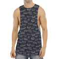 Navy Doodle Sandwich Pattern Print Men's Muscle Tank Top