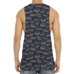 Navy Doodle Sandwich Pattern Print Men's Muscle Tank Top