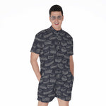 Navy Doodle Sandwich Pattern Print Men's Rompers
