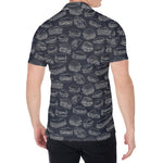 Navy Doodle Sandwich Pattern Print Men's Shirt