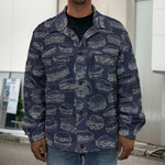 Navy Doodle Sandwich Pattern Print Men's Shirt Jacket