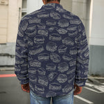 Navy Doodle Sandwich Pattern Print Men's Shirt Jacket