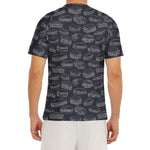 Navy Doodle Sandwich Pattern Print Men's Short Sleeve Rash Guard