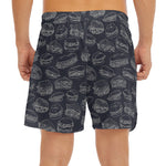 Navy Doodle Sandwich Pattern Print Men's Split Running Shorts