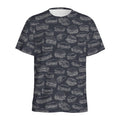 Navy Doodle Sandwich Pattern Print Men's Athletic T-Shirt