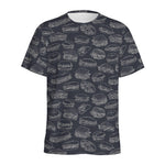 Navy Doodle Sandwich Pattern Print Men's Sports T-Shirt