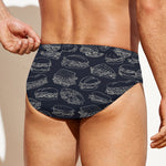 Navy Doodle Sandwich Pattern Print Men's Swim Briefs