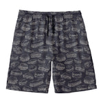 Navy Doodle Sandwich Pattern Print Men's Swim Trunks