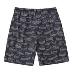 Navy Doodle Sandwich Pattern Print Men's Swim Trunks