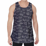 Navy Doodle Sandwich Pattern Print Men's Velvet Tank Top