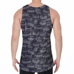 Navy Doodle Sandwich Pattern Print Men's Velvet Tank Top