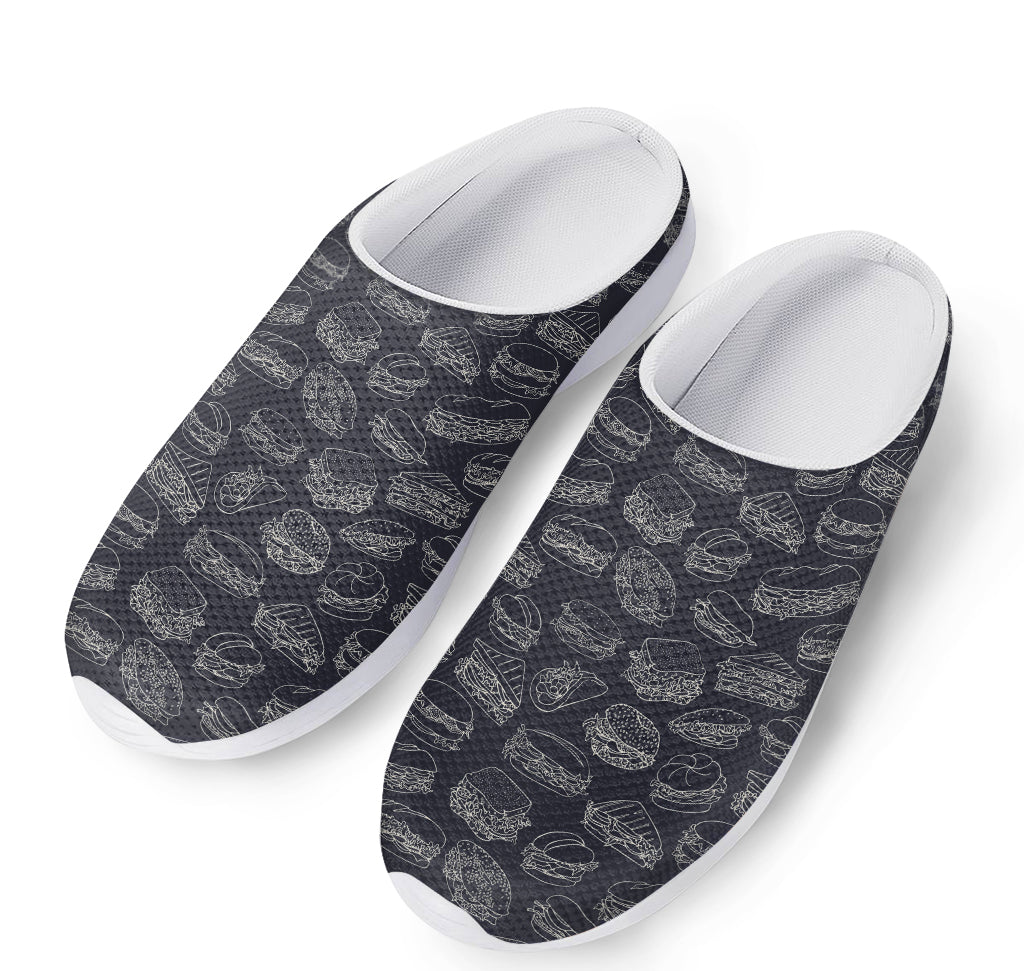 Navy Doodle Sandwich Pattern Print Mesh Casual Shoes