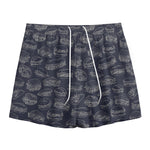 Navy Doodle Sandwich Pattern Print Mesh Shorts