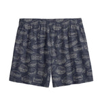 Navy Doodle Sandwich Pattern Print Mesh Shorts