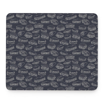 Navy Doodle Sandwich Pattern Print Mouse Pad