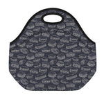 Navy Doodle Sandwich Pattern Print Neoprene Lunch Bag