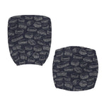 Navy Doodle Sandwich Pattern Print Office Chair Cover