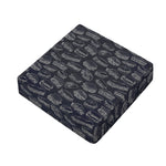Navy Doodle Sandwich Pattern Print Outdoor Seat Cushion Cover