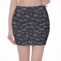 Navy Doodle Sandwich Pattern Print Pencil Mini Skirt