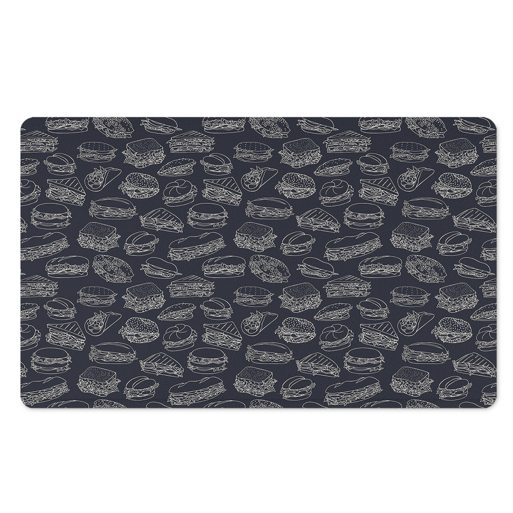Navy Doodle Sandwich Pattern Print Polyester Doormat