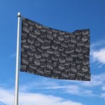 Navy Doodle Sandwich Pattern Print Polyester Flag