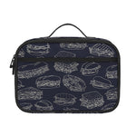 Navy Doodle Sandwich Pattern Print Portable Lunch Bag