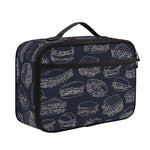 Navy Doodle Sandwich Pattern Print Portable Lunch Bag