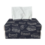 Navy Doodle Sandwich Pattern Print Rectangle Tissue Box Cover
