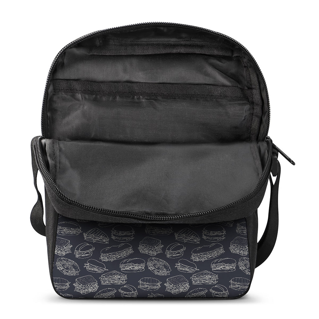 Navy Doodle Sandwich Pattern Print Rectangular Crossbody Bag
