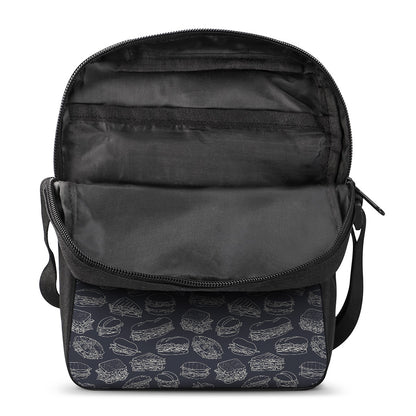Navy Doodle Sandwich Pattern Print Rectangular Crossbody Bag