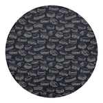 Navy Doodle Sandwich Pattern Print Round Blanket