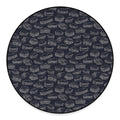 Navy Doodle Sandwich Pattern Print Round Floor Mat