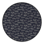 Navy Doodle Sandwich Pattern Print Round Floor Mat