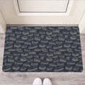 Navy Doodle Sandwich Pattern Print Rubber Doormat