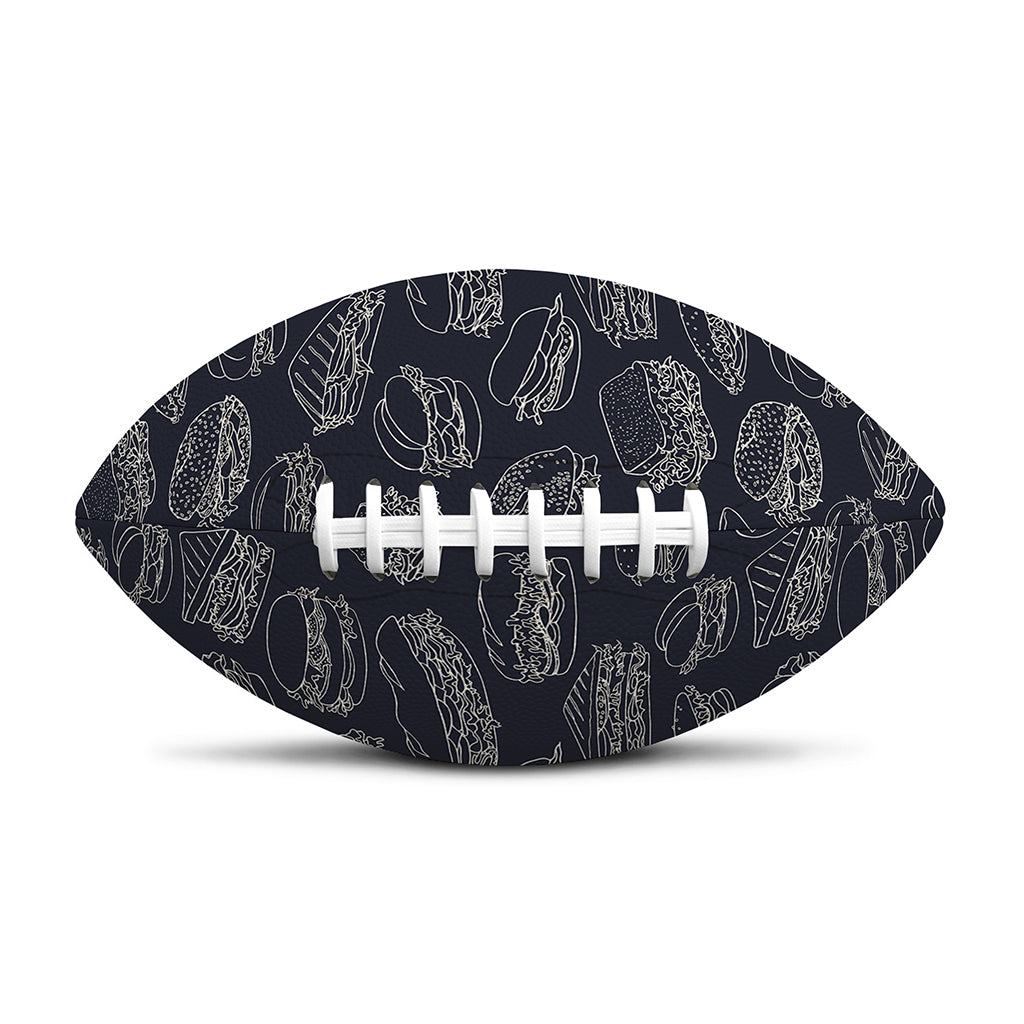 Navy Doodle Sandwich Pattern Print Rugby Ball