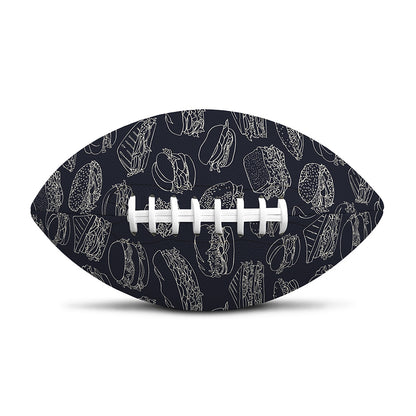 Navy Doodle Sandwich Pattern Print Rugby Ball