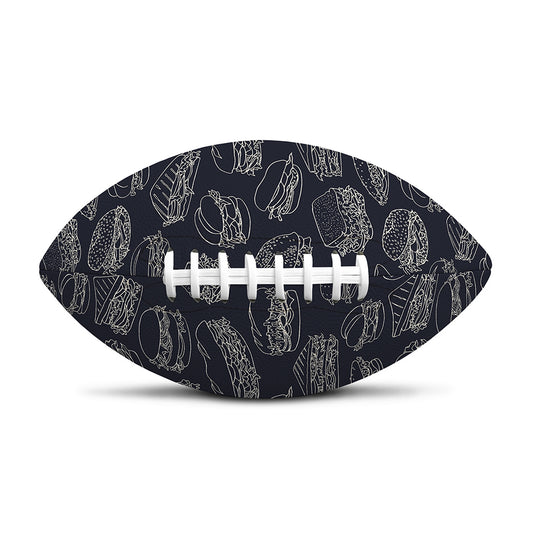 Navy Doodle Sandwich Pattern Print Rugby Ball