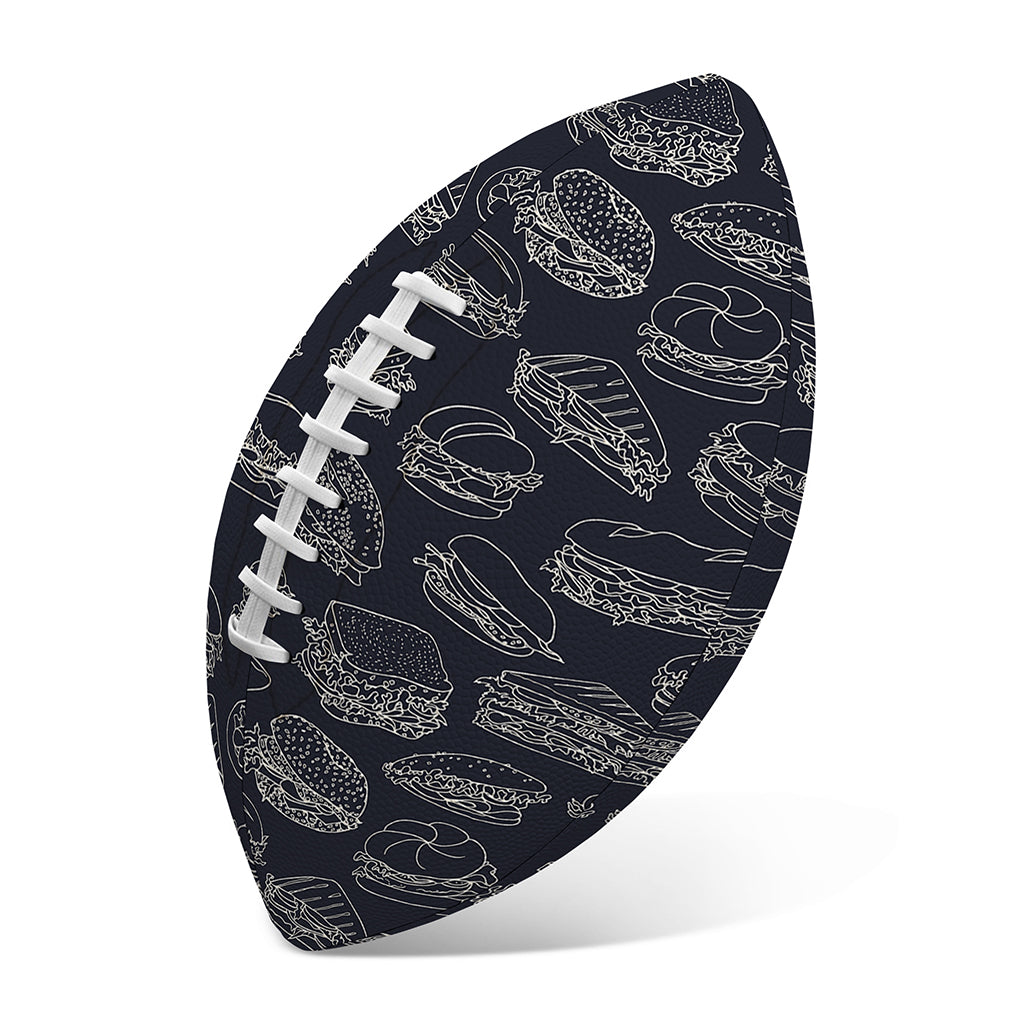 Navy Doodle Sandwich Pattern Print Rugby Ball