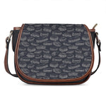 Navy Doodle Sandwich Pattern Print Saddle Bag
