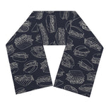 Navy Doodle Sandwich Pattern Print Scarf