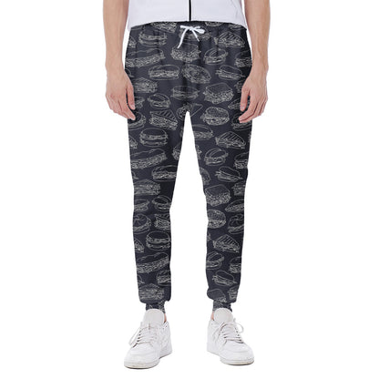 Navy Doodle Sandwich Pattern Print Scuba Joggers