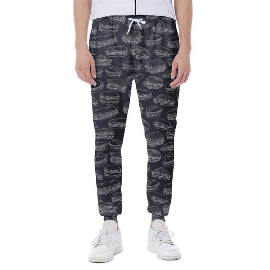 Navy Doodle Sandwich Pattern Print Scuba Joggers