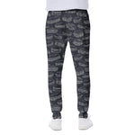 Navy Doodle Sandwich Pattern Print Scuba Joggers