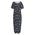 Navy Doodle Sandwich Pattern Print Short Sleeve Long Nightdress