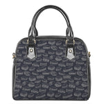 Navy Doodle Sandwich Pattern Print Shoulder Handbag