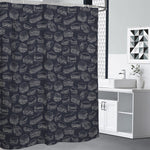 Navy Doodle Sandwich Pattern Print Shower Curtain
