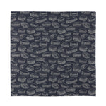 Navy Doodle Sandwich Pattern Print Silk Bandana